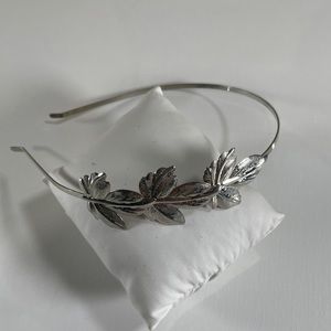 Silver Tone Metal Leaf Headband